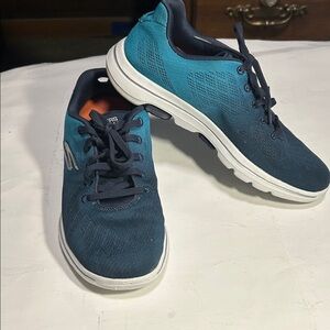 Skechers Women's Navy and Teal Go Walk Athletic Shoes, Size 9